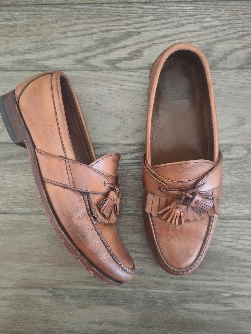 Men's Allen Edmonds Elfield Tassel Loafers Brown Leather 9.5D USA Old Money Prep